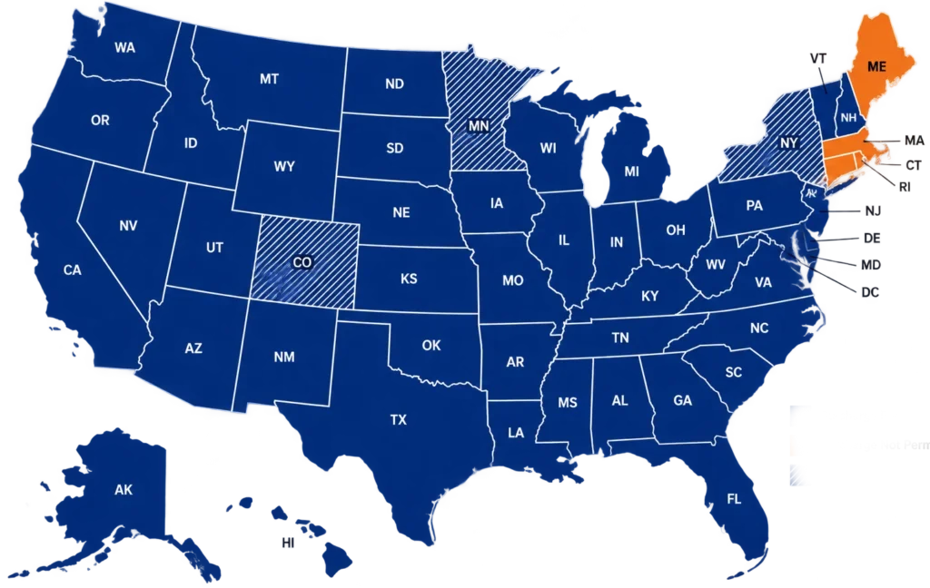 United States compliant surcharging requirements map